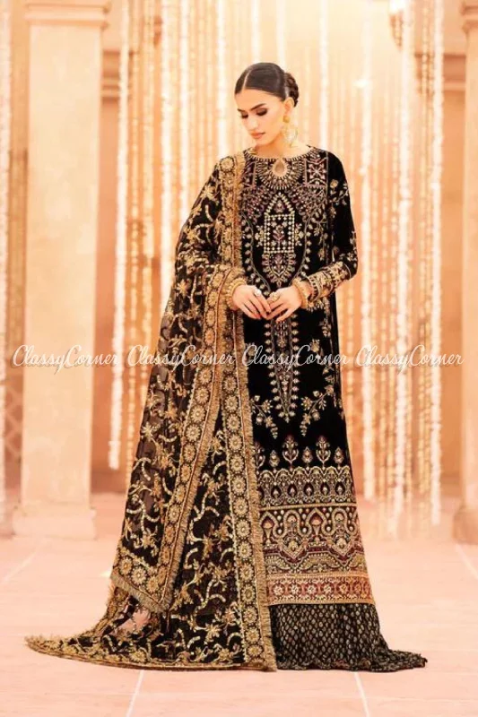 Black Velvet Embroidered Lehenga Outfit Affordable unclassified dresses