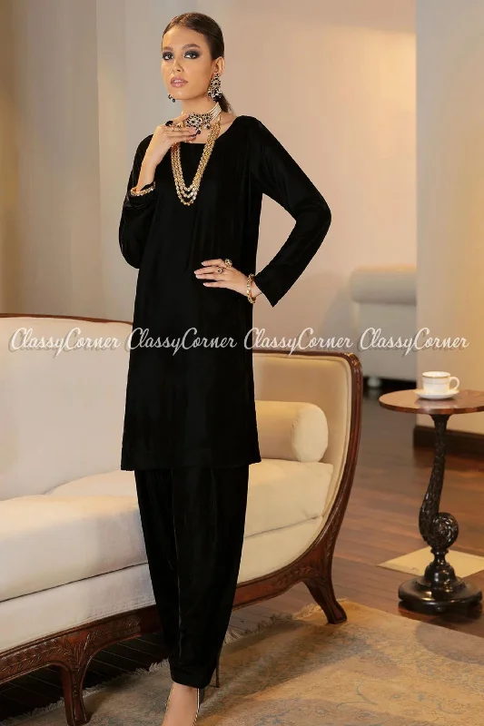 Black Velvet Pakistani Salwar Kameez Outfit Luxury unclassified dresses