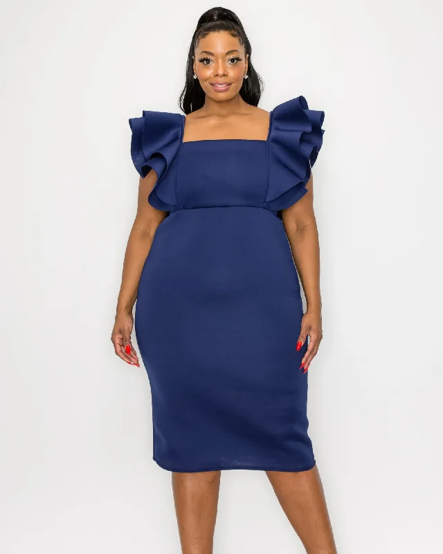 Charlie Flutter Sleeve Dress | Navy Graduation unclassified dresses