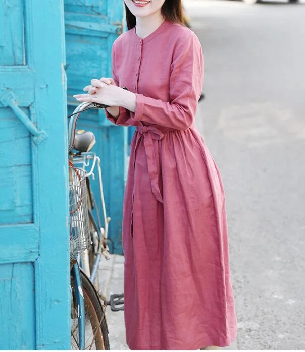 Red Women Dresses Casual Spring Linen Women Dresses SSM97215 Boho unclassified dresses