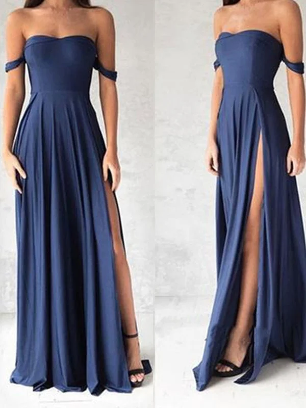 Custom Made Off Shoulder Sweetheart Neck Blue Prom Dresses, Blue Evening Dresses Ruched unclassified dresses