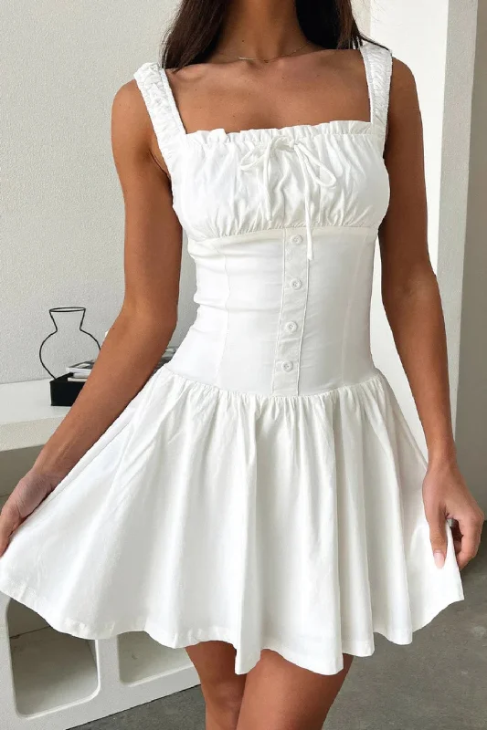 Decorative Button Square Neck Cami Dress Corset unclassified dresses