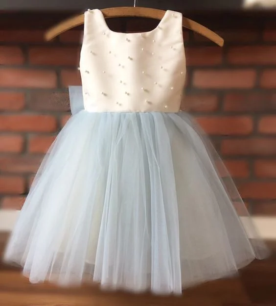 Dusty Blue Flower Girl Dress Ruched unclassified dresses