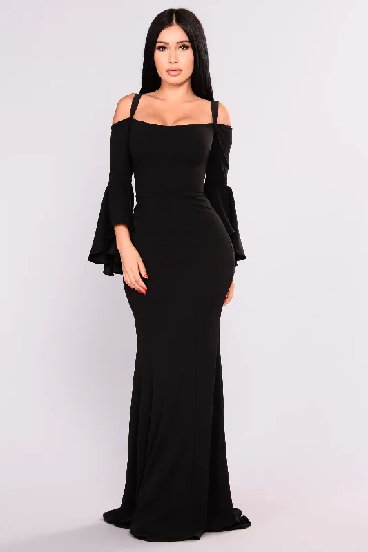 Fascination Off Shoulder Dress - Black Chiffon unclassified dresses