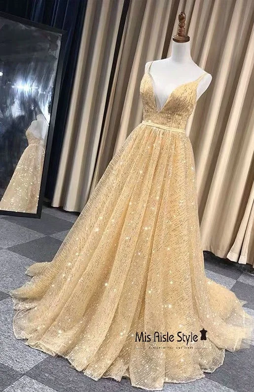 Fashion Gold Sparkle Prom Dress Boho unclassified dresses