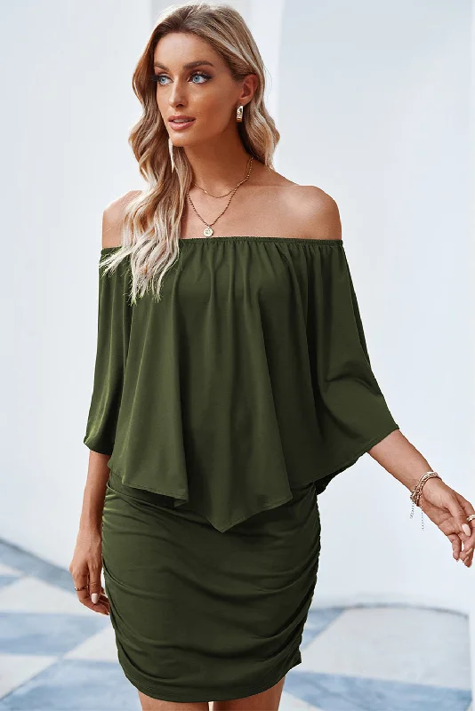 Full Size Off-Shoulder Layered Dress Beach unclassified dresses