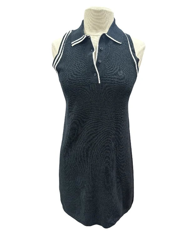 G/FORE Fully Fashioned Cotton Pique Sleeveless Polo Dress- Black, Size Small Women's unclassified dresses