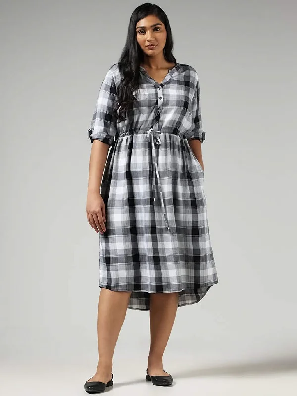 Gia Grey Checked Dress Boho unclassified dresses