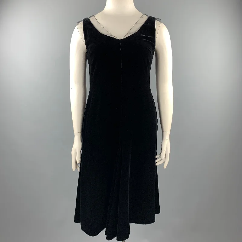 GIORGIO ARMANI Size 10 Black Mesh Viscose / Silk Shift Dress Metallic unclassified dresses