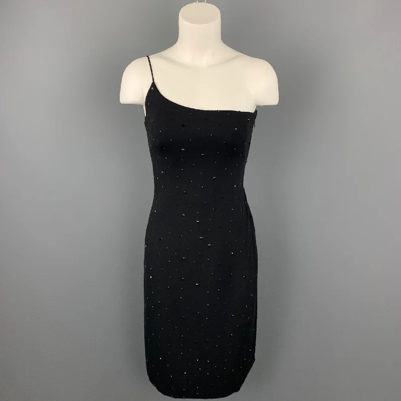 GIORGIO ARMANI Size 4 Black Beaded Jersey Shift Dress Anniversary unclassified dresses