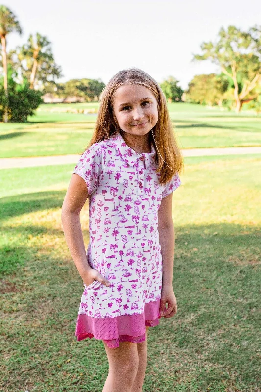 Girls Delaney Golf & Tennis Dress - Club Life Pink Vintage unclassified dresses