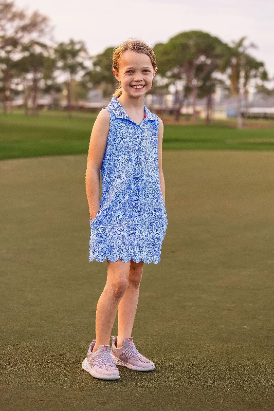 Girls Natalee Woven Golf & Tennis Shift Dress -Riviera Glacial Blue Wrap unclassified dresses