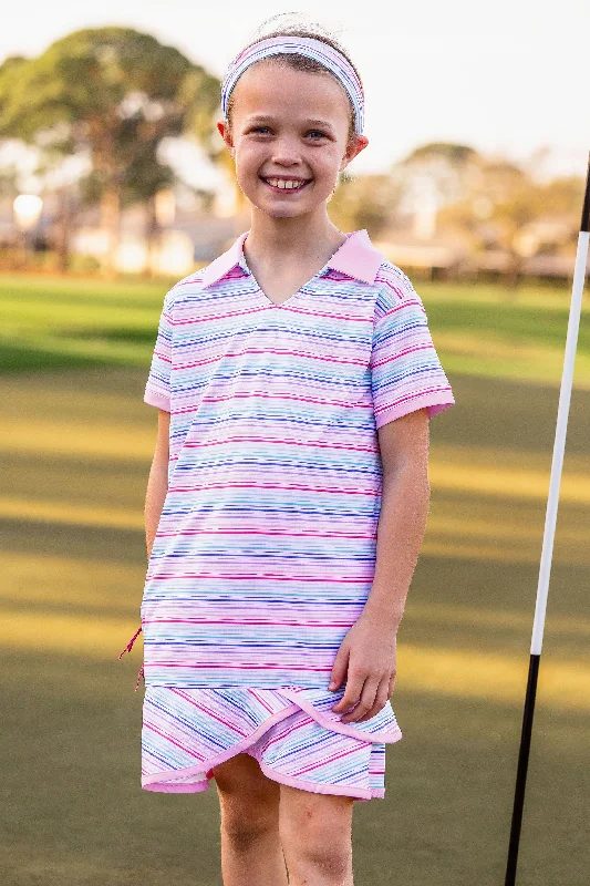 Girls Nora Cap Sleeve Scalloped Bottom Golf & Tennis Dress -Sonoma Stripe Multi Long unclassified dresses