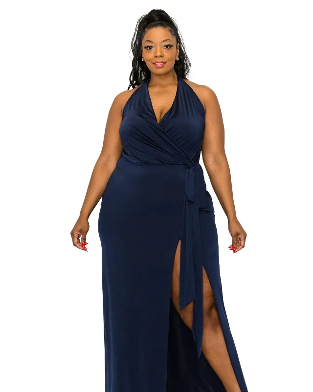 Gisele Halter Neck Dress | Navy Soft fabric unclassified dresses