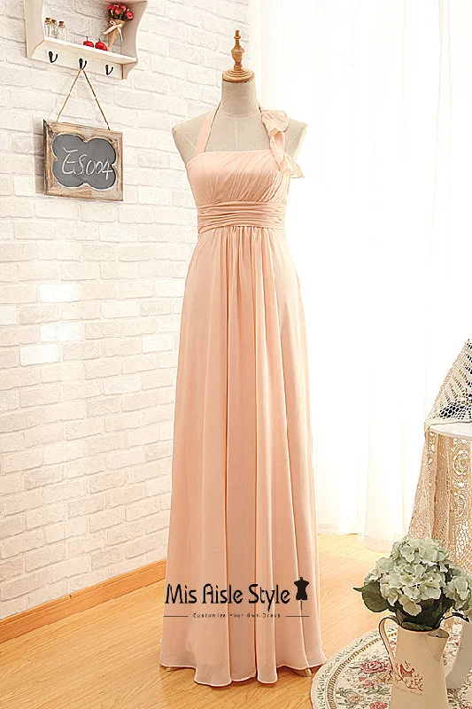 Halter Neckline Blush Bridesmaid Dress Pastel unclassified dresses