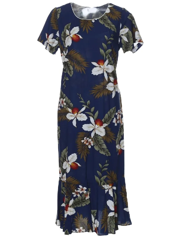 Hanapepe Navy Hawaiian Dress with Sleeves Popular unclassified dresses