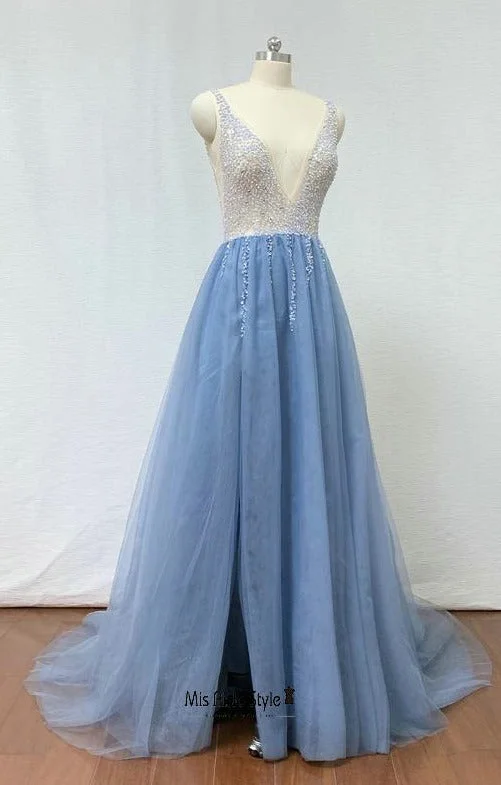 Handmade Beaded Low Back Prom Dress Preppy unclassified dresses