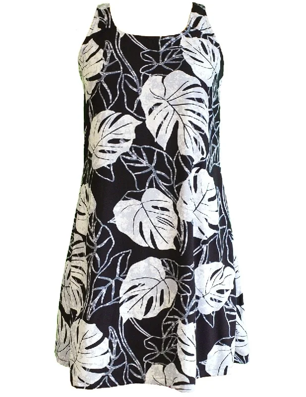 Hawaiian Dress A-Line Back Cutout Tropical Monstera Party unclassified dresses