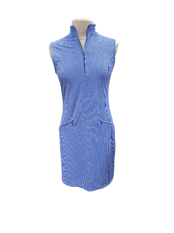 IBKUL Sleeveless Cobalt Blue Gingham Check Dress- Small Engagement unclassified dresses