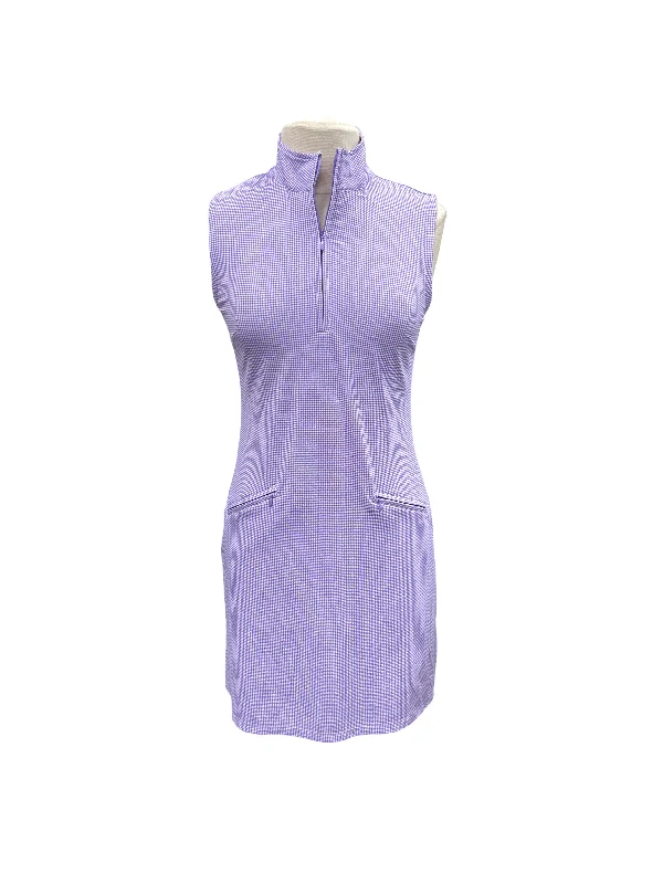 IBKUL Sleeveless Lavender Gingham Check Dress- Small Backless unclassified dresses