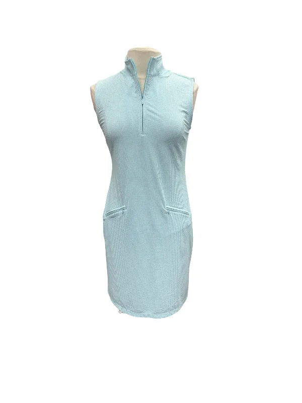 IBKUL Sleeveless Turquoise Gingham Check Dress- Small Short unclassified dresses