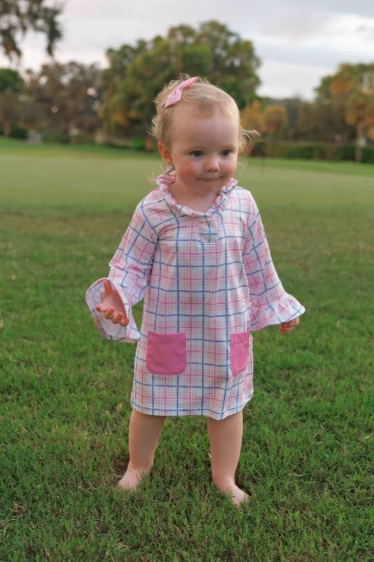 Infant & Toddler -Talia Shift  Dress-Check Me Out Pink Satin unclassified dresses