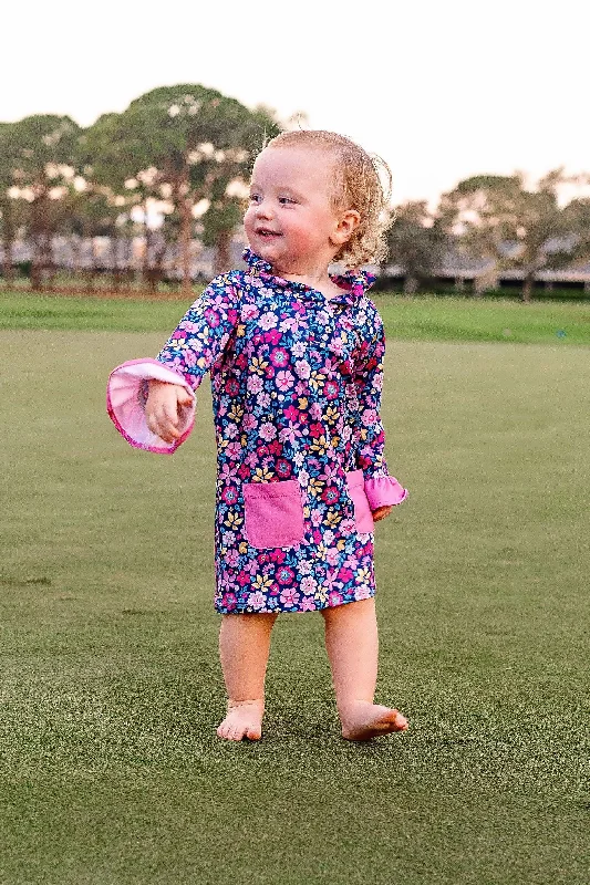 Infant & Toddler -Talia Shift  Dress-Flower Power Navy Tiered unclassified dresses