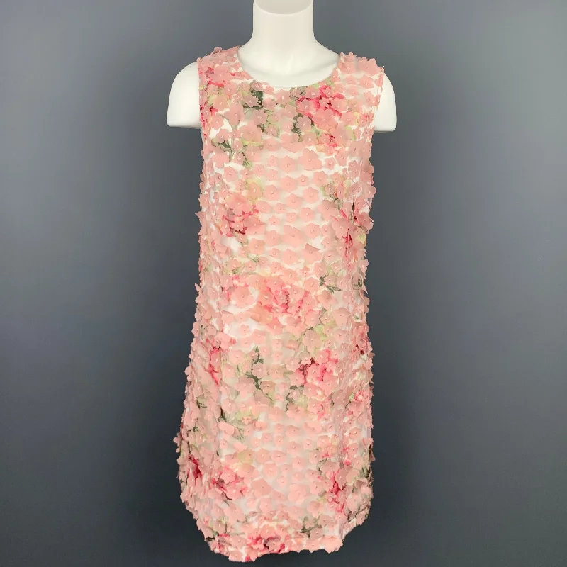 KARL LAGERFELD Size 12 Pink Floral Polyester Sheath Dress Outdoor floral dresses