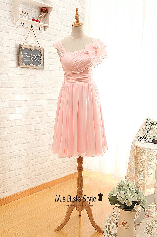 Knee Length Pink Bridesmaid Dress Striped unclassified dresses