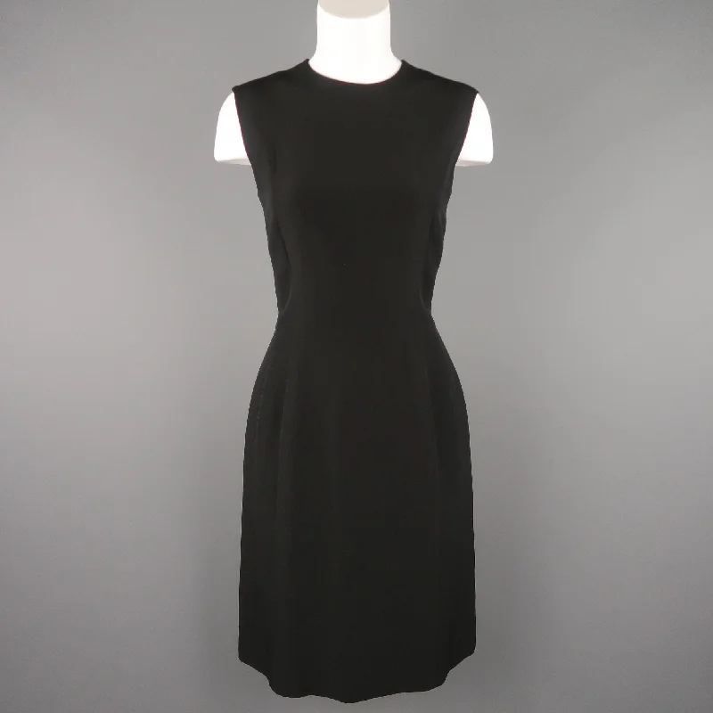 LANVIN Fall 2006 Size 6 Black Wool Blend Sleeveless Shift Dress Earthy tone unclassified dresses