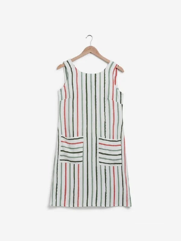 LOV Green, Red And White Striped Shift Dress High-end unclassified dresses