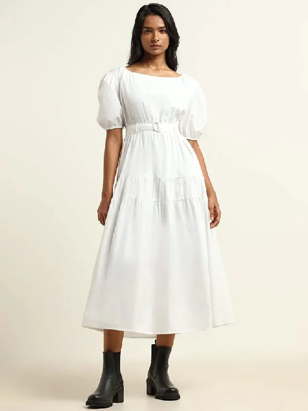 LOV White Tiered A-Line Dress Everyday wear unclassified dresses