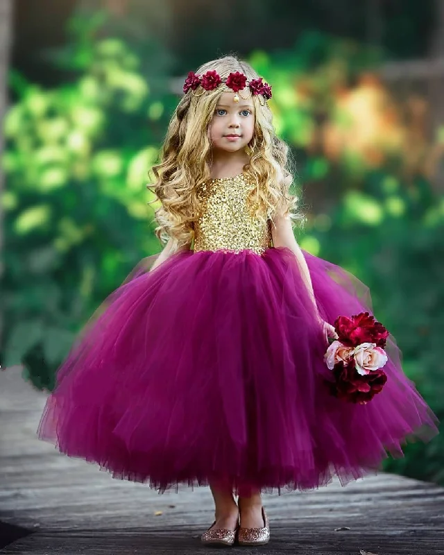 Lovely Ball Gown Burgundy Flower Girl Dress Bright color unclassified dresses