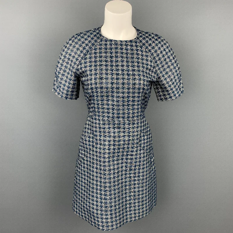 MAISON KITSUNE Size 4 Blue Gingham Polyester Blend Sleeveless Dress Color block unclassified dresses