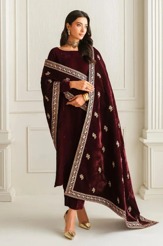 Maroon Handwork Velvet Shawl Chiffon unclassified dresses