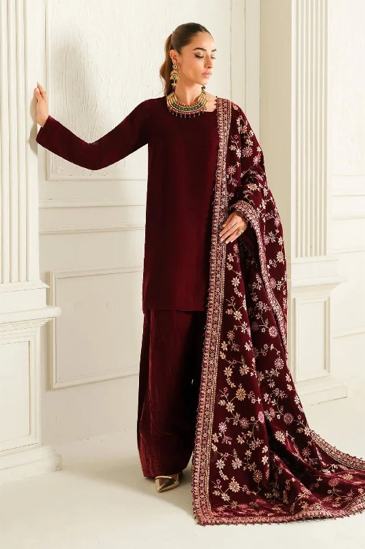 Maroon Velvet Readymade 2PC High-end unclassified dresses