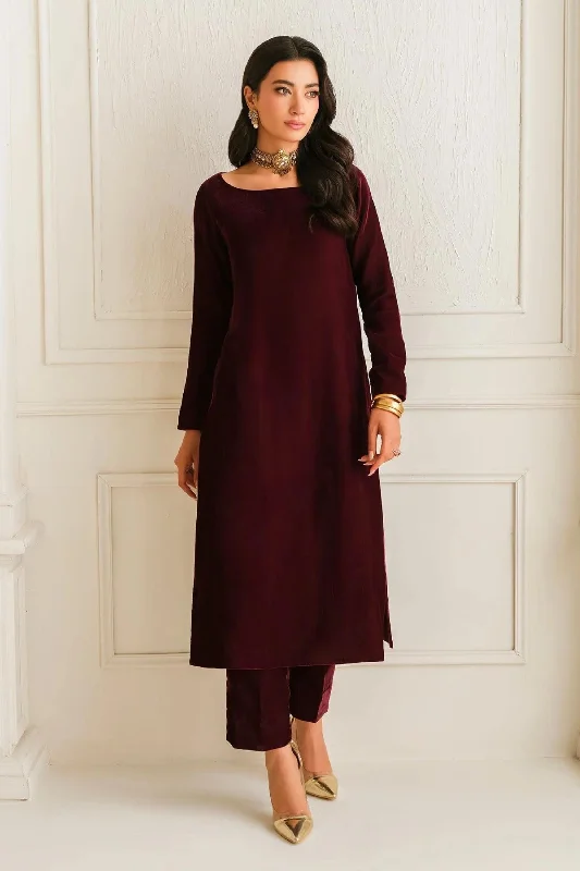 Maroon Velvet Readymade 2PC Stylish unclassified dresses