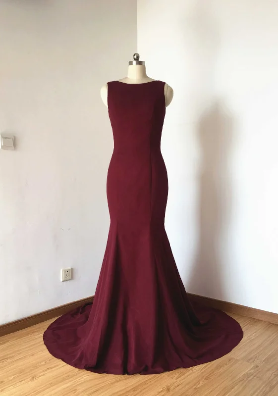 Mermaid Low Back Burgundy Evening Dress Lounge unclassified dresses