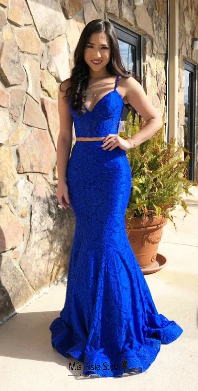 Mermaid Two Piece Royal Blue Prom Dress Holiday unclassified dresses