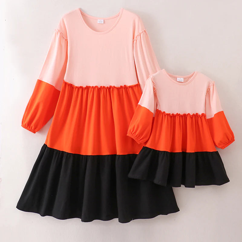 Mommy & Me Fall Color Block Dress Pastel unclassified dresses