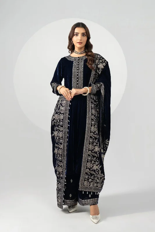 Navy Blue Velvet Salwar Kameez Office unclassified dresses