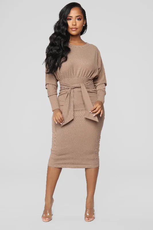 Never Too Soft Dress - Taupe Cotton unclassified dresses