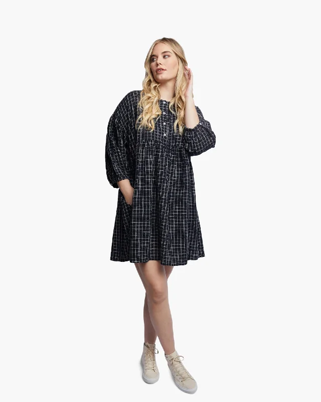 Nico Swing Dress | Black Grid High-low unclassified dresses