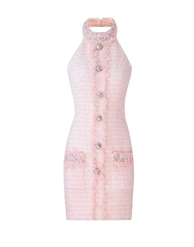 Pink Tweed Trimmed Dress Short unclassified dresses