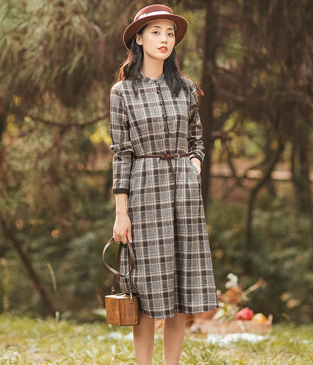 Plaid Summer Cotton Linen Spring Women Dresses QJ05083 Y2K unclassified dresses