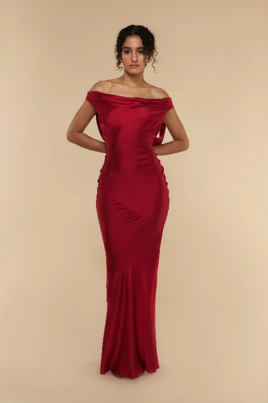 Plunging Back Cowl Dress Scarlet Elegant evening unclassified dresses