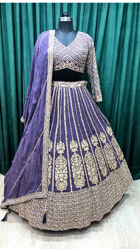 Purple Georgette Lehenga Kasab Zari Work Everyday wear unclassified dresses