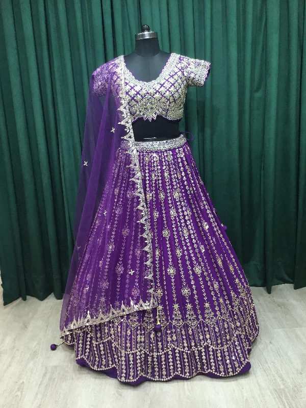 Purple Georgette lehengas with Kasab Cary and Mirror work Anniversary unclassified dresses