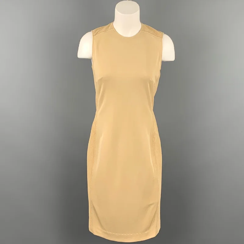 RALPH LAUREN Black Label Size 2 Beige Viscose Blend Lamb Skin Shift Dress Popular unclassified dresses