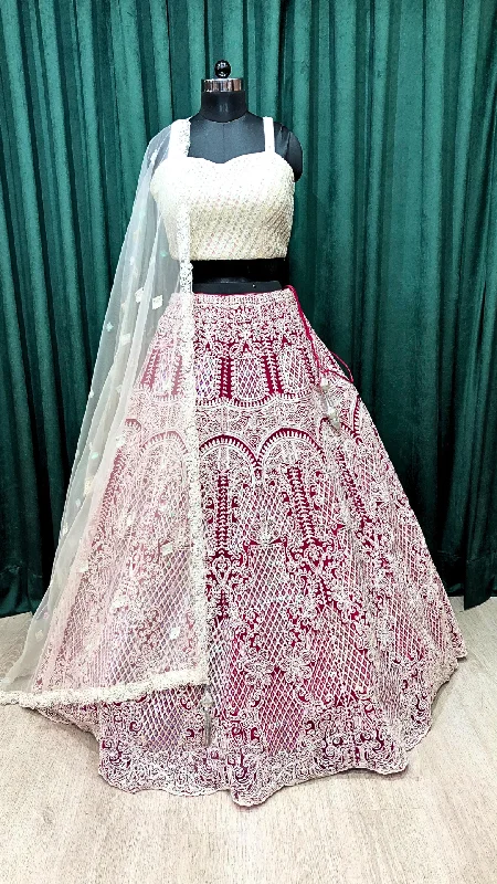 Rani Net Lehenga With Thread, Sequence & Zari Cocktail unclassified dresses